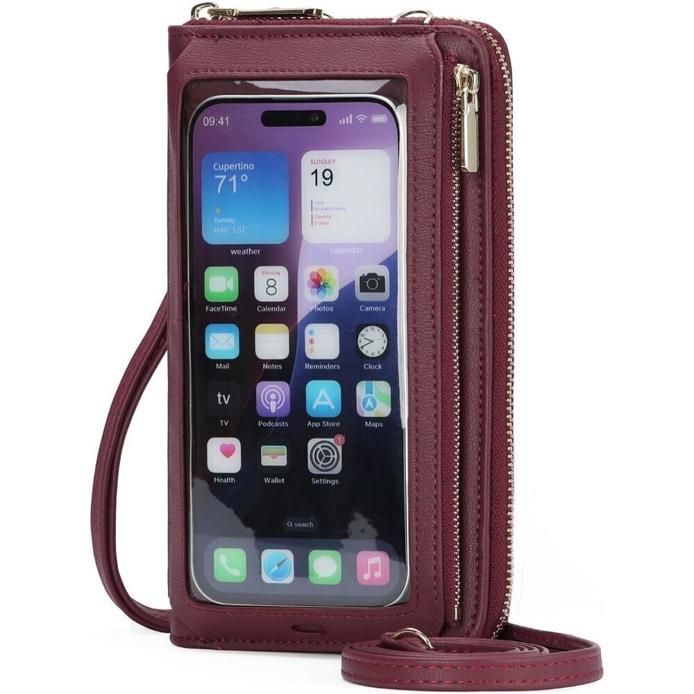 Women Red Phone Purse Crossbody Bags for Small Travel Wallet Touch Screen - Picture 1 of 6